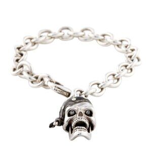 DEAKIN & FRANCIS DIAMOND STERLING SILVER 925 SKULL CHARM BRACELET